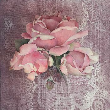 Roses and Raspberry Stain by Jeanne Downing