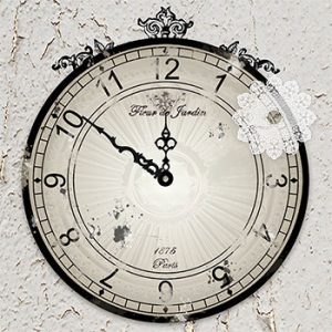 Shabby Chic Clock E-Background by Jeanne Downing
