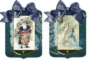 Santa and Angel Blue Gift Tags designed by Jeanne Downing