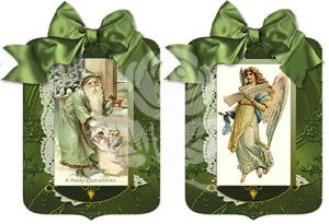 Santa and Angel Green Gift Tags designed by Jeanne Downing
