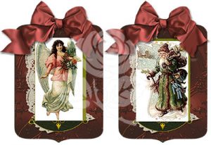 Santa and Angel Red Gift Tags designed by Jeanne Downing